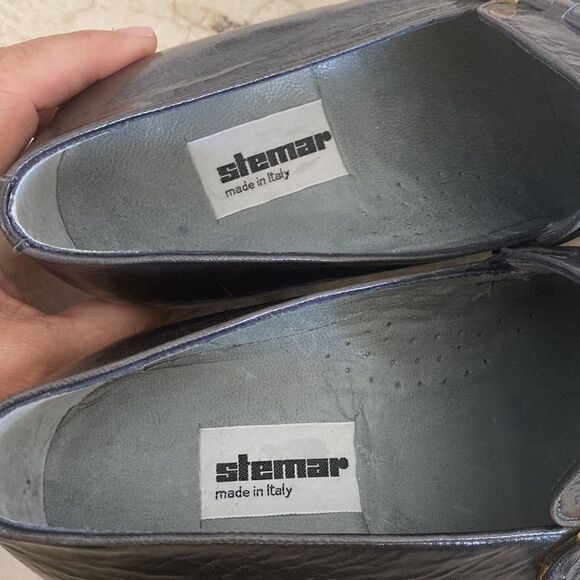 New! Stemar Made in Italy Grey Leather Dress Loafers Vintage New Old Stock - Picture 11 of 13
